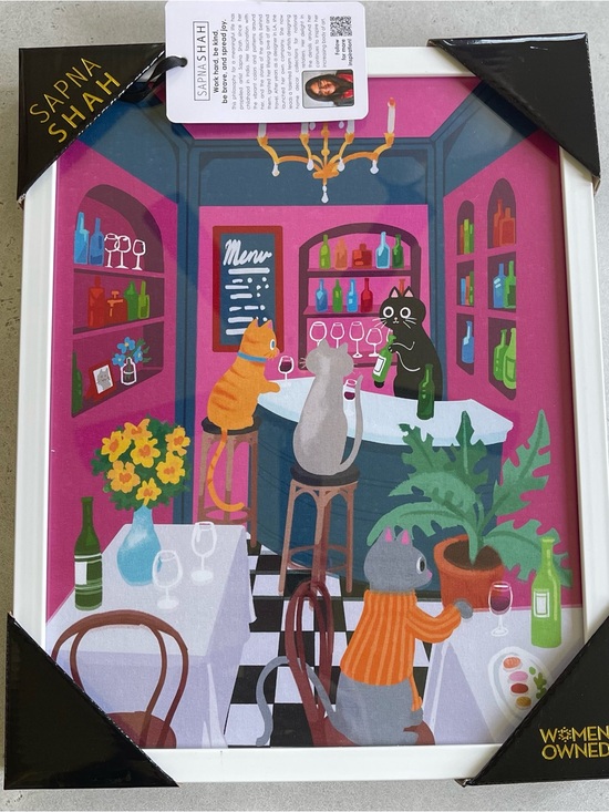 Sapna Shah Other - Sapna Shah Cat Bar Wall Art Colorful Cute Kitschy Decor New
